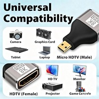Adaptateur vidéo standard Mini HDTV vers HDTV, connecteur UHD 8K 60Hz, adaptateur haute vitesse plaqué or pour caméra, moniteur, projecteur