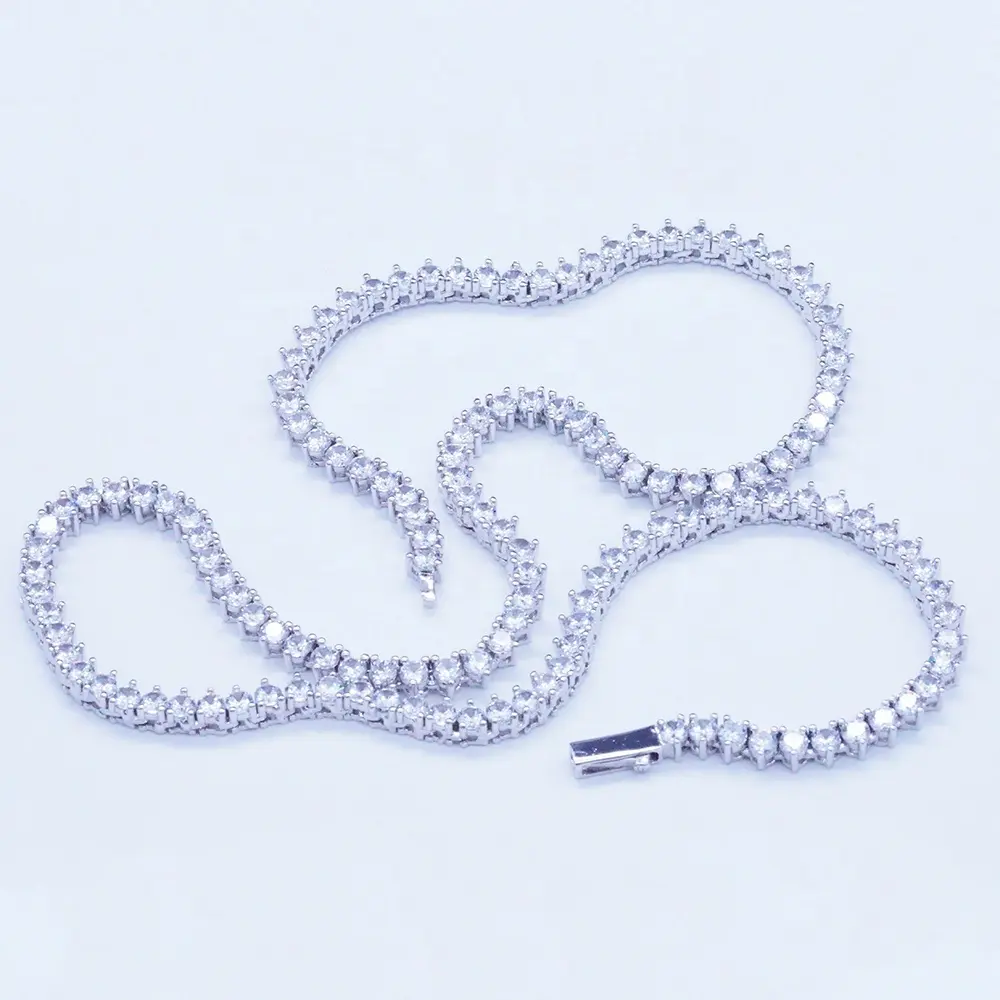 Perhiasan Membuat Persediaan Rantai Platinum Cz Berlian Tenis Kalung untuk Pria dan Wanita