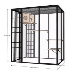Kattenhuis Aluminium Profielen Binnen En Buiten Huis Klein Dier Zwart Kooiframe Met Doorzichtig Glas Aan De Binnenkant - Product Image 3