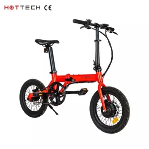 Hottech Novo Estilo 2024 Bicicleta Elétrica Off Road para Adultos Bicicleta Elétrica Dobrável de 16 Polegadas 250 W 6.4Ah Bateria de Lítio E Bicicleta Dobrável