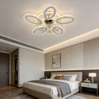 Ventilateur de plafond LED blanc JACKSUN 26 pouces avec télécommande, 5 vitesses de vent, lampe ventilateur en forme de fleur pour chambre d'enfant, intensité variable