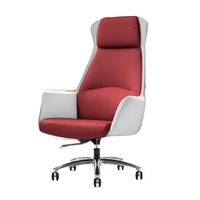 Chaise de bureau de direction, chaise de bureau à dossier haut, en cuir, exécutive, contemporaine, pivotante, ergonomique, avec appui-tête, soutien lombaire, en acier inoxydable