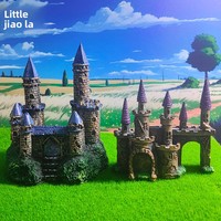 Nouvelles décorations écologiques en résine pour aquarium de bureau, ornements paysagers de château miniature de style européen antique pour aquarium