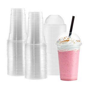High quality BPA free coffee drinking pet clear plastic cups with lid disposable