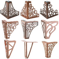 Accessoires de Quincaillerie Pieds de Meuble Dorés en Laiton Poli pour Armoire, Canapé, Lit et Support (Motif Fleur)