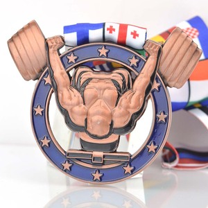 Médaille d'haltérophilie de <span class=keywords><strong>Plaque</strong></span> Souvenir en métal avec lanière en émail, médaille d'haltérophilie personnalisée, vente en gros d'usine - Product Image 6