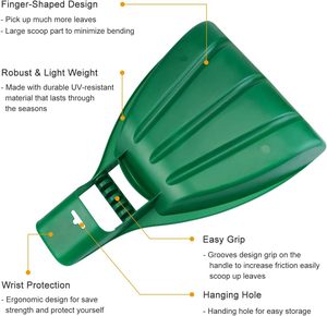 Lot de 2 pelle-râteaux à feuilles Gorilla pratiques pour jardin et cour, pour ramasser les feuilles et les débris de pelouse, outils de jardinage - Product Image 4