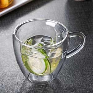 Clear Heat Resistant Borosilicate Glass Coffee Tumbler Heart Shaped Double Wall <b>Large</b> Capacity Reusable Portable Travel <b>Mug</b> - Product Image 4