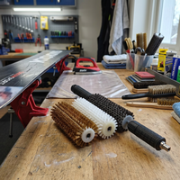 Kit de brosses rotatives industrielles pour le cirage du ski et du snowboard avec poils en nylon, brosse de nettoyage manuelle, rouleau et axe de 150 mm