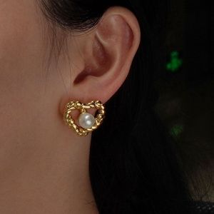 Hovanci เครื่องประดับแฟชั่นต่างหูเม็ดเดี่ยวทำจากสเตนเลสสตีลไม่ก่อให้เกิดอาการแพ้ชุดต่างหูโบว์รูปหัวใจชุบทอง18K - Product Image 6