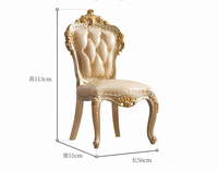 Chaise de salle à manger en bois massif antique européenne de luxe, mobilier de restaurant classique et élégant