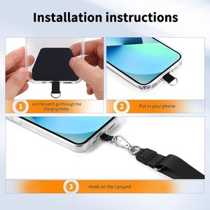 Paquete de 2 Correas Universales Ajustables para Teléfono Celular con Parches, Compatibles con <span class=keywords><strong>iPhone</strong></span> y Teléfonos Inteligentes Android, Negro y Gris - Product Image 3