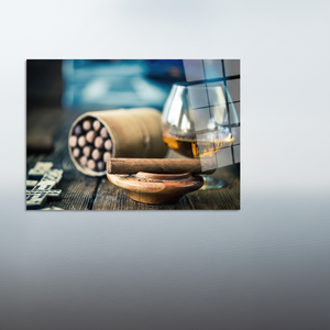 Elegante Impresión en Lienzo Art Deco de Cigarros y Brandy, Arte Moderno en Panel para Colgar, Regalo, Vidrio Templado - Product Image 2