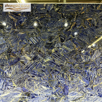 Pierre naturelle de luxe Cloisonné bleu, texture cristalline, bleu profond avec veines dorées, pour salle à manger et salle de bain, découpe sur mesure