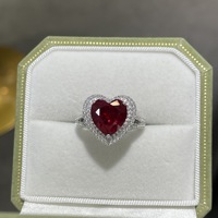 Bague de fiançailles et de mariage en argent S925, 4 carats, en forme de cœur, rouge sang de pigeon, cultivée en laboratoire, pour soirée romantique, cadeau