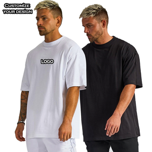 100% Cotton O-<b>Neck</b> Oversized Pullover T-Shirt Men Custom 3D Puff Print Logo Heavy Weight Short Sleeve T-Shirt Blank Design - Product Image 1