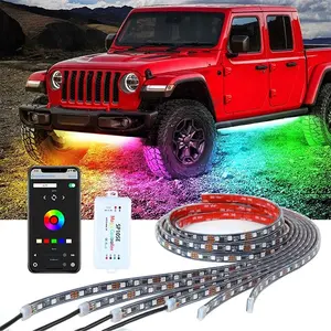 High Brightness IP68 Waterproof RGBIC LED Car Under Glow 6 pcs Chasing Underbody tiras de chasis Underglow Light Kit for Cars