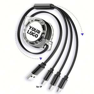 Cable USB 3 en 1 Promocional al por Mayor para iPhone, Cables de Datos con Logotipo Personalizado, Cable USB Tipo-C de Carga Rápida para Teléfono - Product Image 1
