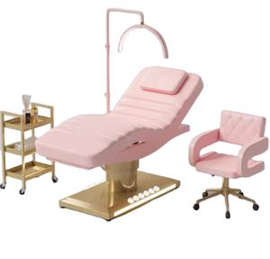 Lit cosmétique facial électrique à 3 moteurs en cuir rose de luxe Lit de salon avec thérapie réglable pour table de <span class=keywords><strong>massage</strong></span> électrique à usage hôtelier - Product Image 1