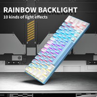 Teclado Gaming Profesional Portátil con Retroiluminación LED RGB, 60%, 62 Teclas con Interruptores Azules, Interfaz USB para PC y Laptop