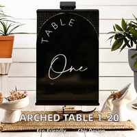 Panneaux de table modernes en acrylique noir en forme d'arche pour mariages, numéros de table 1-20 avec support, décoration de mariage
