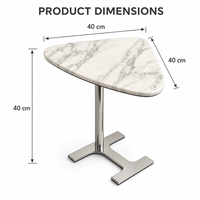 Table d'appoint triangulaire moderne en marbre, base en acier inoxydable, table d'appoint en marbre blanc, table d'appoint de luxe pour salon