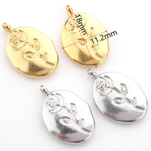 Colgante de acero inoxidable con forma de corazón, rosa y cola de pez para la elaboración de collares, accesorios de joyería chapados en oro y plata H1294 - Product Image 5