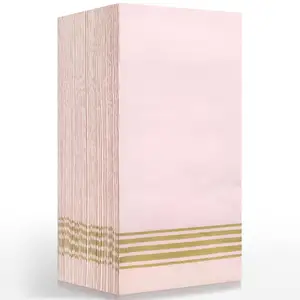 Disposable Fancy Pink Black White Airlaid Gold Printed Decorative Paper Dinner Napkins Serviettes With Custom Logo
