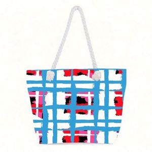 Fashion Printing Women Hand Bags With Cotton Rope Handle Burlap Tote Beach Bag - Product Image 5