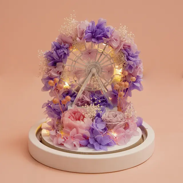 Grande roue de Roses éternelles, 1 pièce, plante éternelle sous dôme de verre, décoration pour un cadeau
