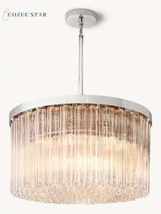 Candelabro redondo LED Cielo, accesorio de luces colgantes de cristal moderno <span class=keywords><strong>para</strong></span> <span class=keywords><strong>comedor</strong></span> <span class=keywords><strong>y</strong></span> <span class=keywords><strong>sala</strong></span> de estar con altura ajustable <span class=keywords><strong>para</strong></span> iluminación - Product Image 6