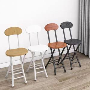 Chaise pliante avec siège en bois, cadre en métal, tabouret rond, usage domestique, design minimaliste pour adultes, pliable - Product Image 3
