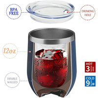 Vente en gros de gobelets à vin modernes en acier inoxydable de 12 oz avec couvercles et poignée, à double paroi, isolés sous vide, pour sublimation en gros, pour fêtes