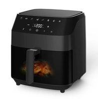 Freidora de aire sin aceite de acero inoxidable personalizada 1500W 6L LED Control táctil digital Diseño cuadrado Uso doméstico 12 programas preestablecidos