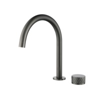 Robinet mitigeur de lavabo à 2 trous en laiton brossé couleur bronze, corps et poignée en cuivre avec bec en SUS304, robinet de salle de bain à poignée unique