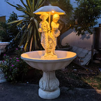Fontaine d'eau d'extérieur pour jardin, sculpture artisanale en fibre de verre avec trois statues de femmes, couleur antique