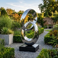 Grande sculpture abstraite moderne en métal, sculpture d'anneau en acier inoxydable, œuvre d'art pour jardin, place publique, centre commercial, décoration