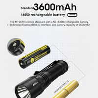 Lampe de poche LED tactique compacte haute luminosité 1800 Lumens longue distance 520 mètres éclairage IP68 alliage d'aluminium étanche