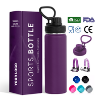 YEWAY OEM Personnalisé 24oz 32oz 40oz Bouteille d'eau en acier inoxydable à double paroi isolée sous vide pour le sport et la randonnée avec poignée et couvercles