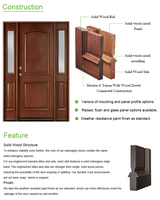 Puerta Holandesa de Madera de Caoba Sólida para Casa de Jardín con Ventanas y Marco Arqueado