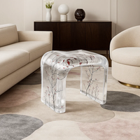 JingYue table élégante transparente personnalisée en résine de luxe meubles fabriqués à la main pour les espaces commerciaux hôtels salons