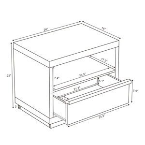 Nightstand In Whitewashed Oak Wood Finish With Open <b>Shelf</b> And Drawer Storage For Bedroom Use - Product Image 2