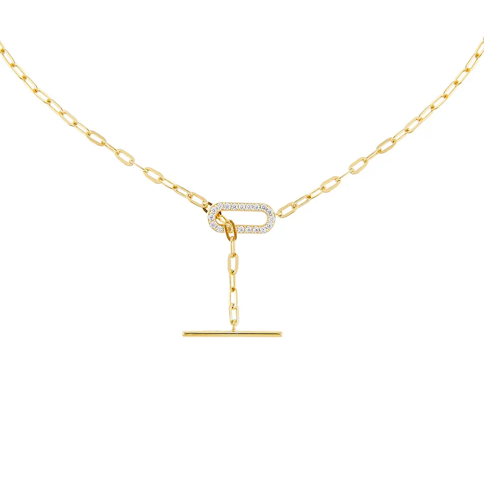 Luxury Band 925 Sterling Silver 18K gold Plated Toggle Chain Lariat necklace For Woman