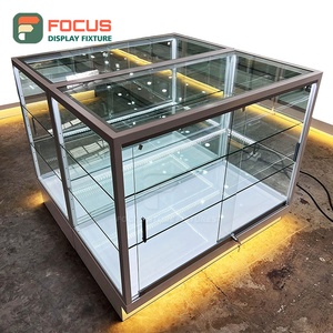 Premium Smoke Shop Display Cabinet Wood Glass Counter LED <b>Lighting</b> Tobacco Display Cabinet - Product Image 1