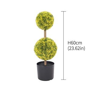 Árbol Topiario de Ciprés Artificial de 60 cm, Protegido Contra Rayos UV, Resistente al Agua, Planta Artificial en Maceta de Cedro, Amarillo Verde Clásico, para Interiores y Exteriores - Product Image 2