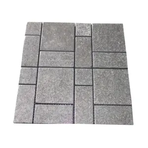 Barato cinza/preto divisão granito cobble pedra para driveway azulejos