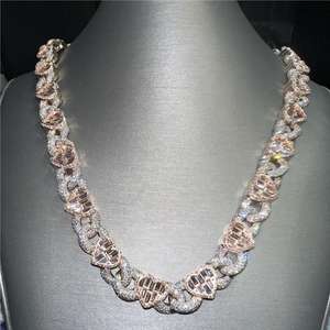 Pass <span class=keywords><strong>Diamond</strong></span> Tester Custom Hip Hop Jewelry 20mm Mens Baguette Moissanite <span class=keywords><strong>Heart</strong></span> Iced Out <span class=keywords><strong>Collar</strong></span> de cadena de eslabones cubanos - Product Image 5