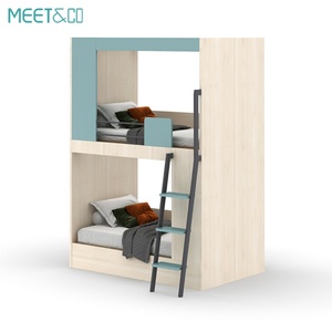 Ensemble de chambre à coucher en bois de style moderne, lit superposé pour 2 à 4 personnes, idéal pour les dortoirs d'étudiants, les auberges de jeunesse, les appartements, les entrepôts, les hôtels, les hôpitaux - Product Image 2