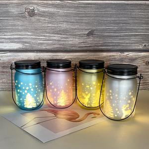 أوعية زجاجية فارغة لامعة للشموع مع غطاء لولبي وطباعة مصقولة، برطمانات ماسون للهدايا وأعياد الميلاد والعطلات، بيع بالجملة - Product Image 3