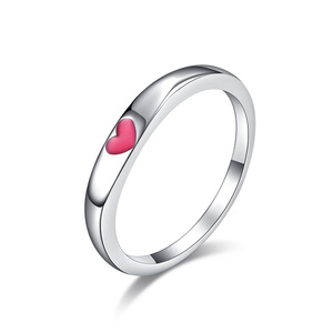 Japanese Korean Style Minimalist Heart Titanium Steel Women's <b>Ring</b> Pink Heart Engagement Jewelry - Product Image 1